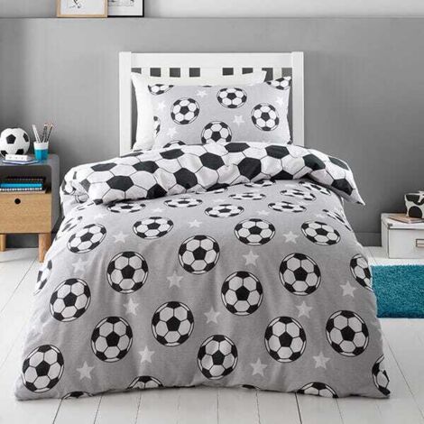 Catherine Lansfield Childrens Brushed Football Stars Junior Duvet Set Grey
