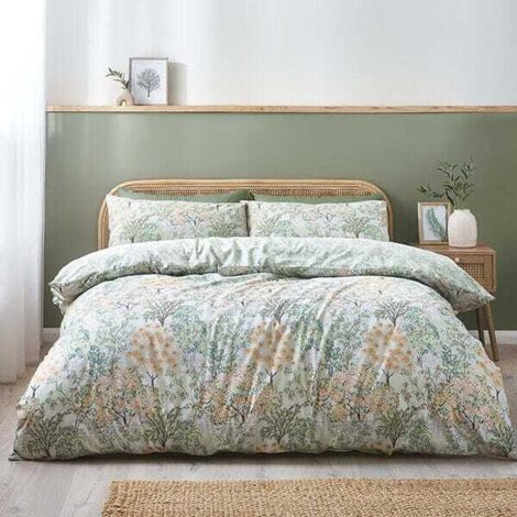 Catherine Lansfield Forest Blossom Super King Duvet Set Green