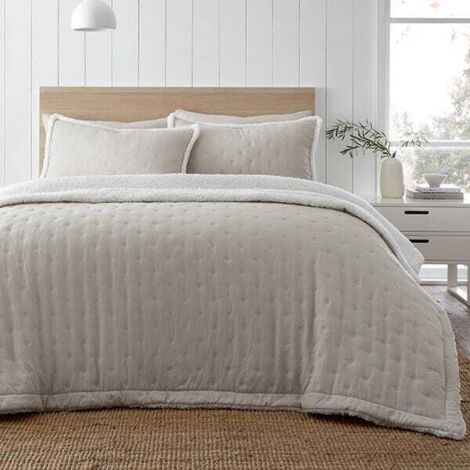Catherine Lansfield Cosy Nori Sherpa Double Duvet Set Cream (1/4)