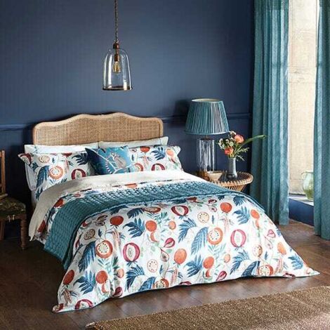 Sanderson Jackfruit Duvet Cover Set Single Indigo & Papaya