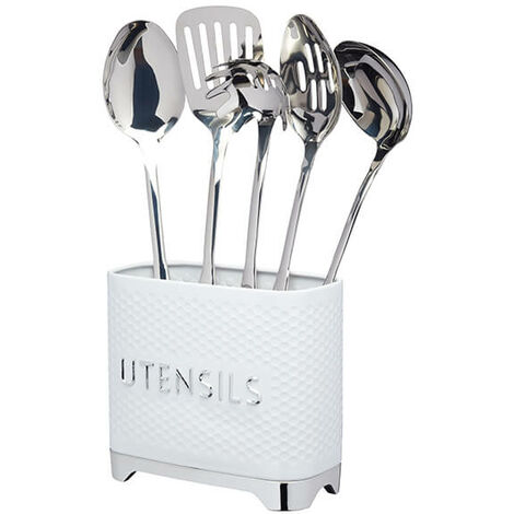 Lovello Retro Ice White Textured Utensil Holder