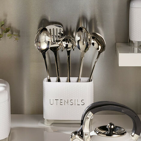 Lovello Retro Ice White Textured Utensil Holder