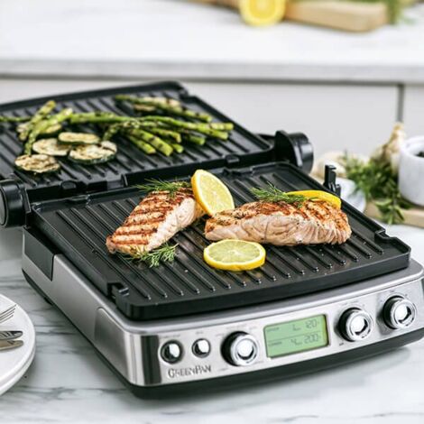 GreenPan Non-Stick 3-in-1 Contact Grill & Indoor BBQ Stainless Steel