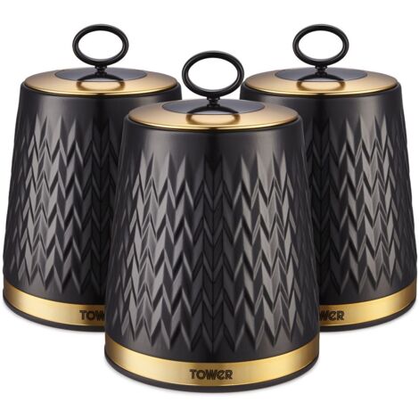 Tower Empire Set of 3 Canisters Black