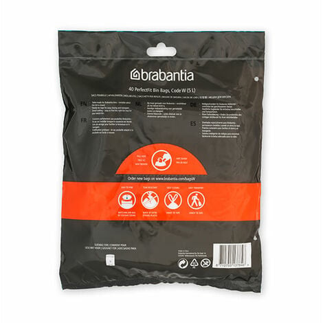 Brabantia PerfectFit Bin Liners (Size L/40-45 Litre) Thick Plastic Trash  Bags with Tie Tape Drawstring Handles (10 Bags) : : Grocery