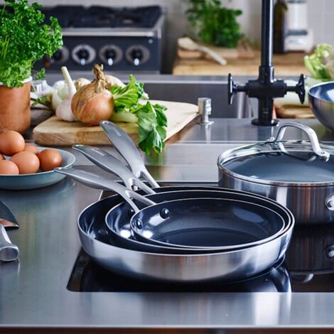 GreenPan Geneva 3-Ply Stainless Steel Non-Stick 18cm Frypan