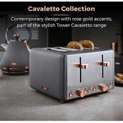 Tower Cavaletto Pyramid Kettle and Slice Toaster Set Grey