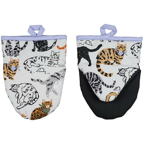 Ulster Weavers White & Black Feline Friends Double Oven Mitt One Size