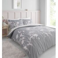 Catherine Lansfield Meadowsweet Floral Grey/Pink Duvet Cover Set Super King Bedding Set