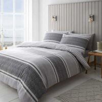 Catherine Lansfield Textured Banded Stripe Single Duvet Set Charcoal