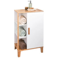 Showerdrape Varallo White & Bamboo Bathroom Floor Cabinet with Display Shelves