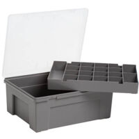 Wham Organiser Box 5.04.01 38cm with 19 Division Removable Tray Soft Grey/Clear