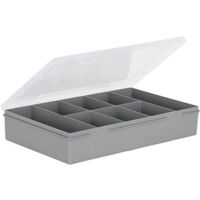 Wham Organiser Box 3.01 29cm with 8 Divisions Soft Grey/Clear