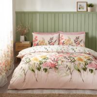 Catherine Lansfield Countryside Floral Pink Duvet Cover Set Double Bedding Set