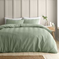 Catherine Lansfield Heatset Wave Mint Green Duvet Cover Set Double Bedding Set