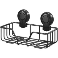 Showerdrape Suctionloc Black Steel Suction Wall Mounted Rectangular Basket