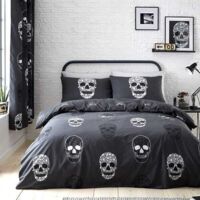 Catherine Lansfield Childrens Skulls Double Duvet Set Grey