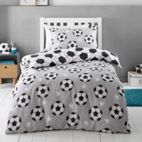 Catherine Lansfield Childrens Brushed Football Stars Single Duvet Set Grey