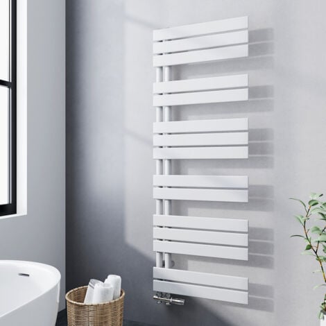 Radiateur sèche serviette pour salle de bain mural en acier inoxydable  format vertical radiateur chauffe serviette 160 x 60 cm blanc -  Distriartisan