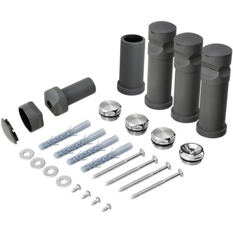 Meykoers Support de montage pour radiateur sèche-serviettes, Anthracite ABS  support kit, pour distance entre les tuyaux de 37 à 40 mm de