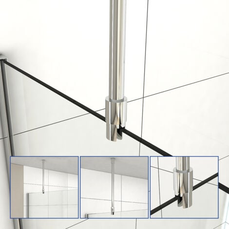 Barre de fixation plafond pour douche a l'italienne laque NOIR MAT - 60cm  RECOUPABLE
