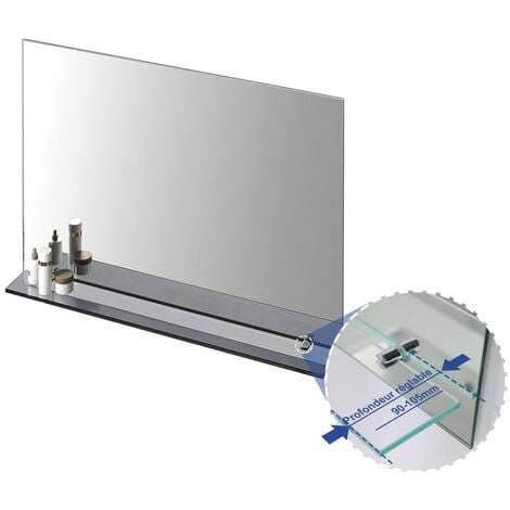 Meykoers Miroir de salle de bain 50x70 cm Miroir Mural avec Étagère en verre