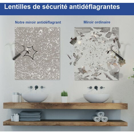 Meykoers Miroir de salle de bain 50x70 cm Miroir Mural avec Étagère en verre