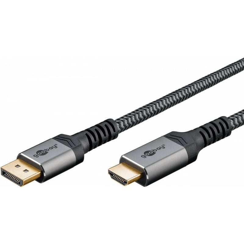 goobay Câble DisplayPort™ vers HDMI™, 3 m, Sharkskin Grey