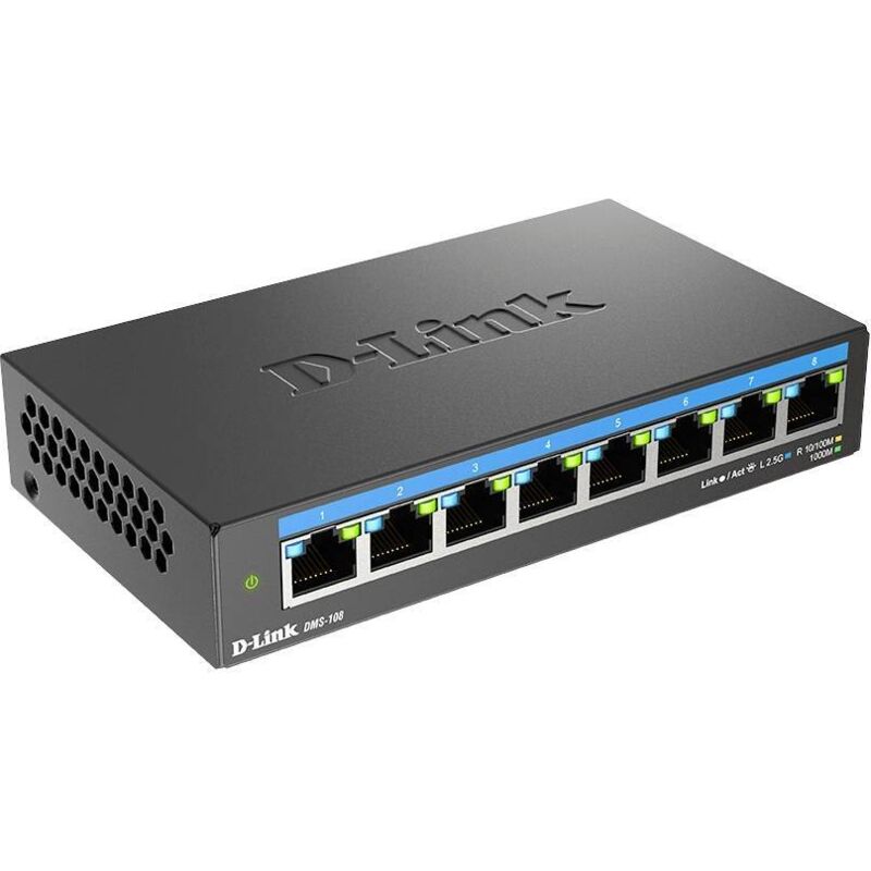 D Link Dms 108 Commutateur 8 Ports 2.5G D-Link DMS-108 - Sans Ventilateur, Métal, Plug & Play Switch Ethernet