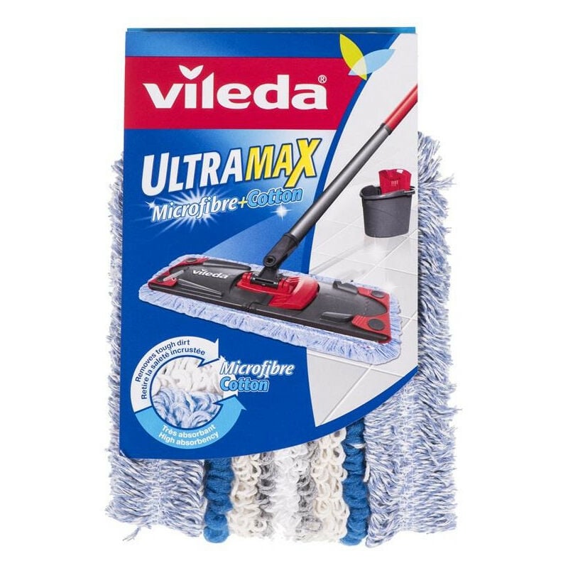 VILEDA - ULTRA MAX Microfibre - Set Balai à Plat + Seau-Essoreur