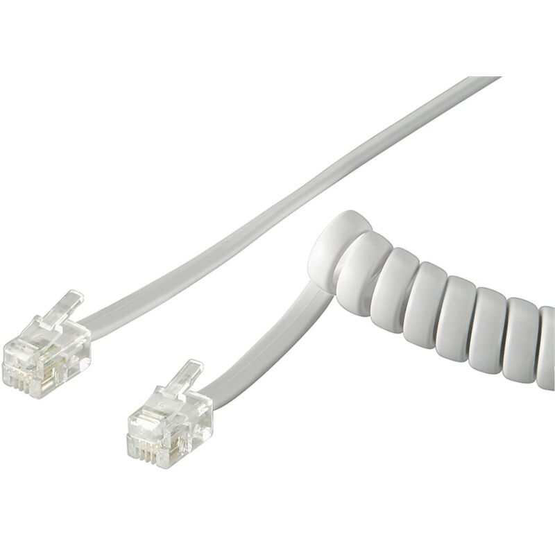 Câble Téléphonique Spiralé RJ10/4P4C - Longueur 2 M Déployé - Noir - Pour Combiné Fixe