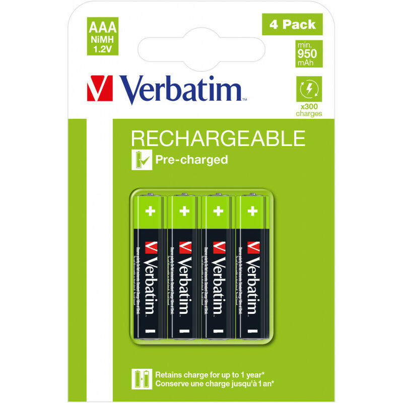 Piles AAA rechargeables Duracell (lot de 4 piles), 900 mAh, NiMH,  pré-chargées, Nos piles rechargeables qui durent le plus longtemps