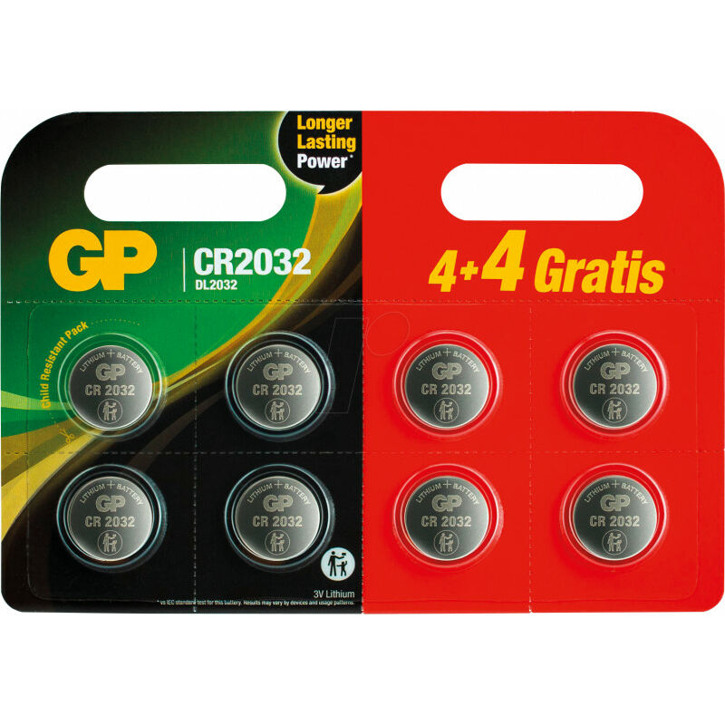 GP pile bouton, Lithium, CR2032, 5-p