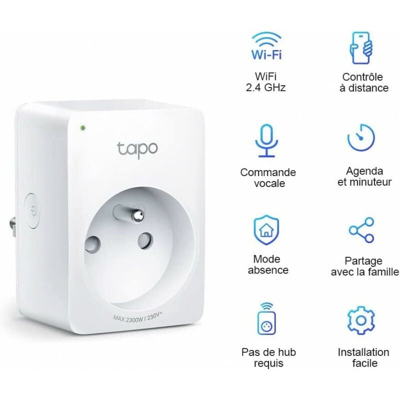 TP-Link Mini Prise Connectée WiFi (Pack de 2) - Tapo P100(2-pack) moins  cher 
