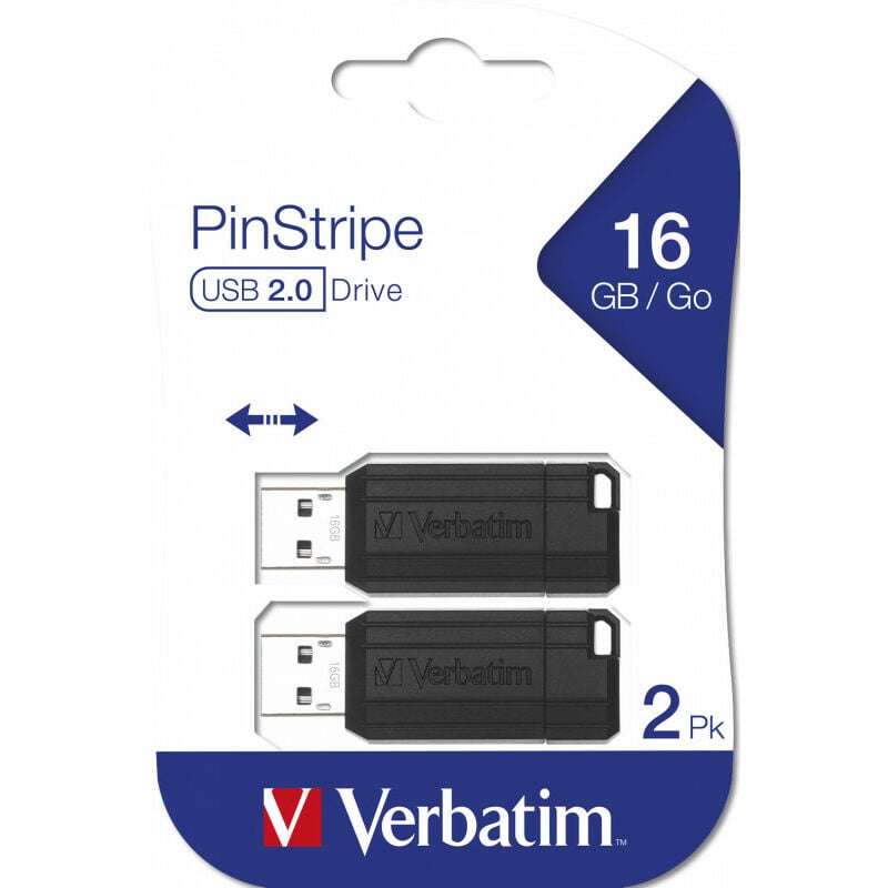 Micro-clé USB PinStripe de 64 Go - noire, Clé USB PinStripe
