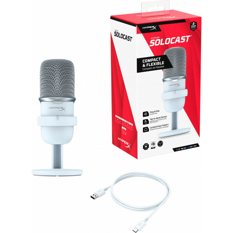 HyperX SoloCast Microphone USB à condensateur pour PC PS5 PS4 et Mac  Capteur Tap-to-Mute
