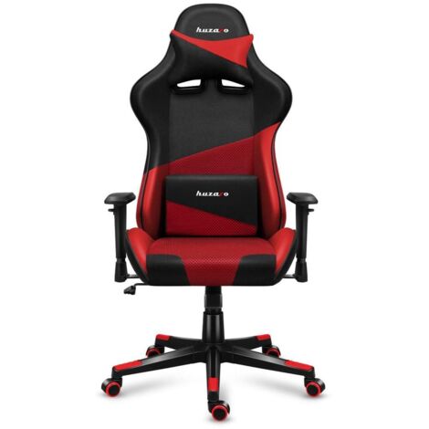 Chaise Gaming En Tissu Noir-rouge - Pivotante Ergonomique - Charge Max 130 Kg - Confort Longue Session