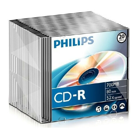 Philips CD-R 52x, 20 pièces en slimcase (CR7D5NS20/00)