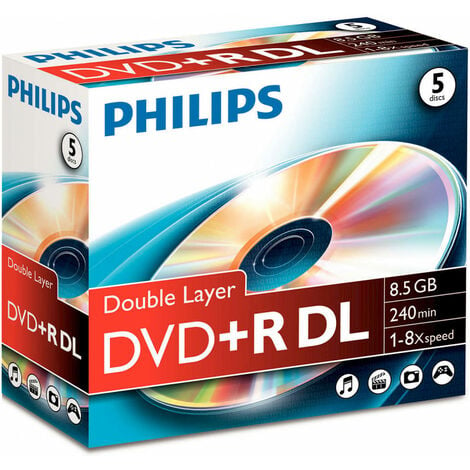 Philips DVD+R double couche 8x, 5 pièces en jewelcase (DR8S8J05C/00)