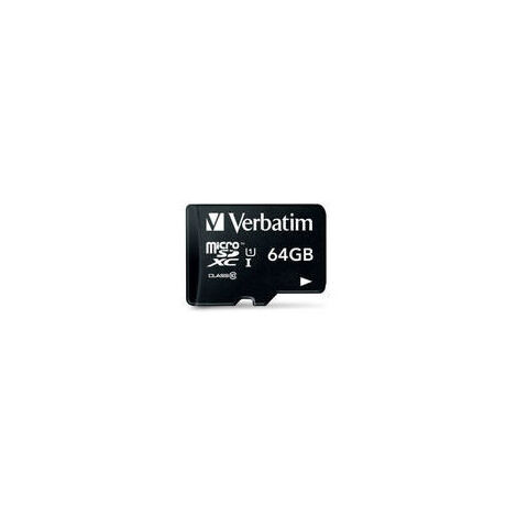 Verbatim 64GB microSDXC - 64 Go - MicroSDXC - Classe 10 - Noir (44014)
