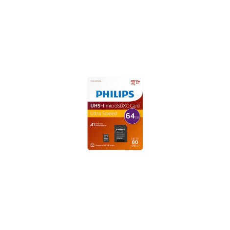 Philips Carte MicroSDXC, Classe 10, UHS-I - 80 Mo/s, 64 Go (FM64MP45B/00)