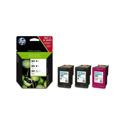 Hewlett Packard HP 301 - Original - Encre à pigments - Noir - Cyan -  Magenta - Jaune - HP - HP DeskJet  1000/1010/1050/1510/2050/2510/2540/3000/3050/3055 - HP ENVY 4500/5530 - HP  OfficeJet - 3 pièce