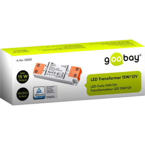 goobay Transformateur LED 12 V (DC)/15 W, 12 V DC pour LED jusqu’à 15 W de charge totale (30005)