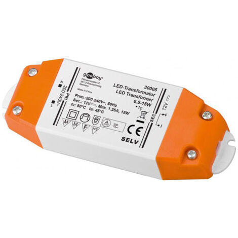 goobay Transformateur LED 12 V (DC)/15 W, 12 V DC pour LED jusqu’à 15 W de charge totale (30005)