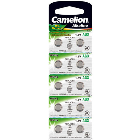 Camelion Pack de 10 piles Alcaline AG3 0% Mercury/Hg (12051003)