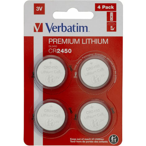 Verbatim VERBATIM Premium Piles Boutons au Lithium CR2450 3V 580