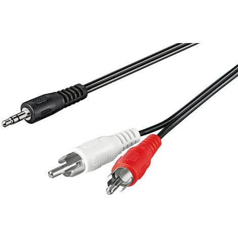 goobay Câble Adaptateur Audio AUX, Prise Jack 3.5mm vers Cinch Mâle Stéréo,  CU, Noir, 0.5