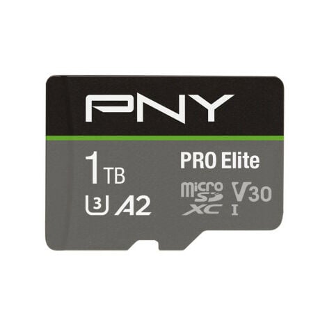 PNY PRO Elite Carte mémoire microSDXC 1 To + Adaptateur SD, A2 app  performance, Vitesse de lecture jusqu'à 100 Mo/s, Classe 10 UHS-1, U3, V30  pour les vidéos 4K (P-SDU1TBV32100PRO-GE)