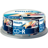 Philips CD-R 90mn 800Mo, 48x, 25 pièces en cake box (CR8D8NB25/00)