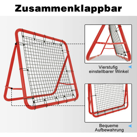JASCOPRO Fußball Rebounder 100x100cm - 18-fach Verstellbar Für Schuss- & Passtraining